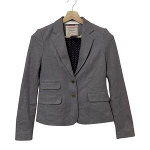Anthropologie Cartonnier Gray Gold Button Wool Blend Blazer Jacket Womens 4